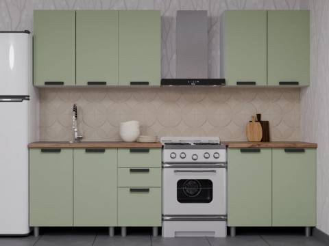 Кухонный гарнитур Орешник 2000 мм Матовая Мята