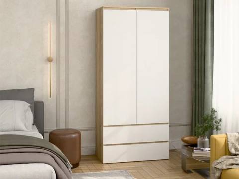 Шкаф 2-хстворчатый с 2-мя ящиками Прайм Сонома/Белый