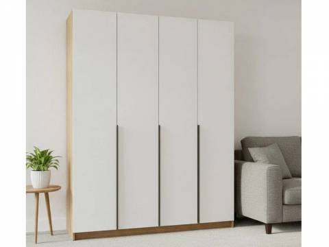 Шкаф 4-хстворчатый с доводчиками Лион сонома/белый