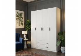 Шкаф 4-хстворчатый с ящиками Турин белый