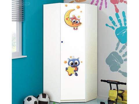 Шкаф угловой с фотопечатью Совята 2.1