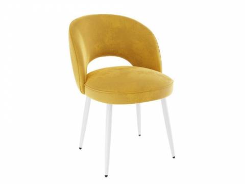 Стул Моли велюр желтый ножки белые
