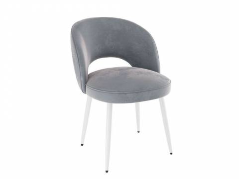 Стул Моли велюр серый ножки белые